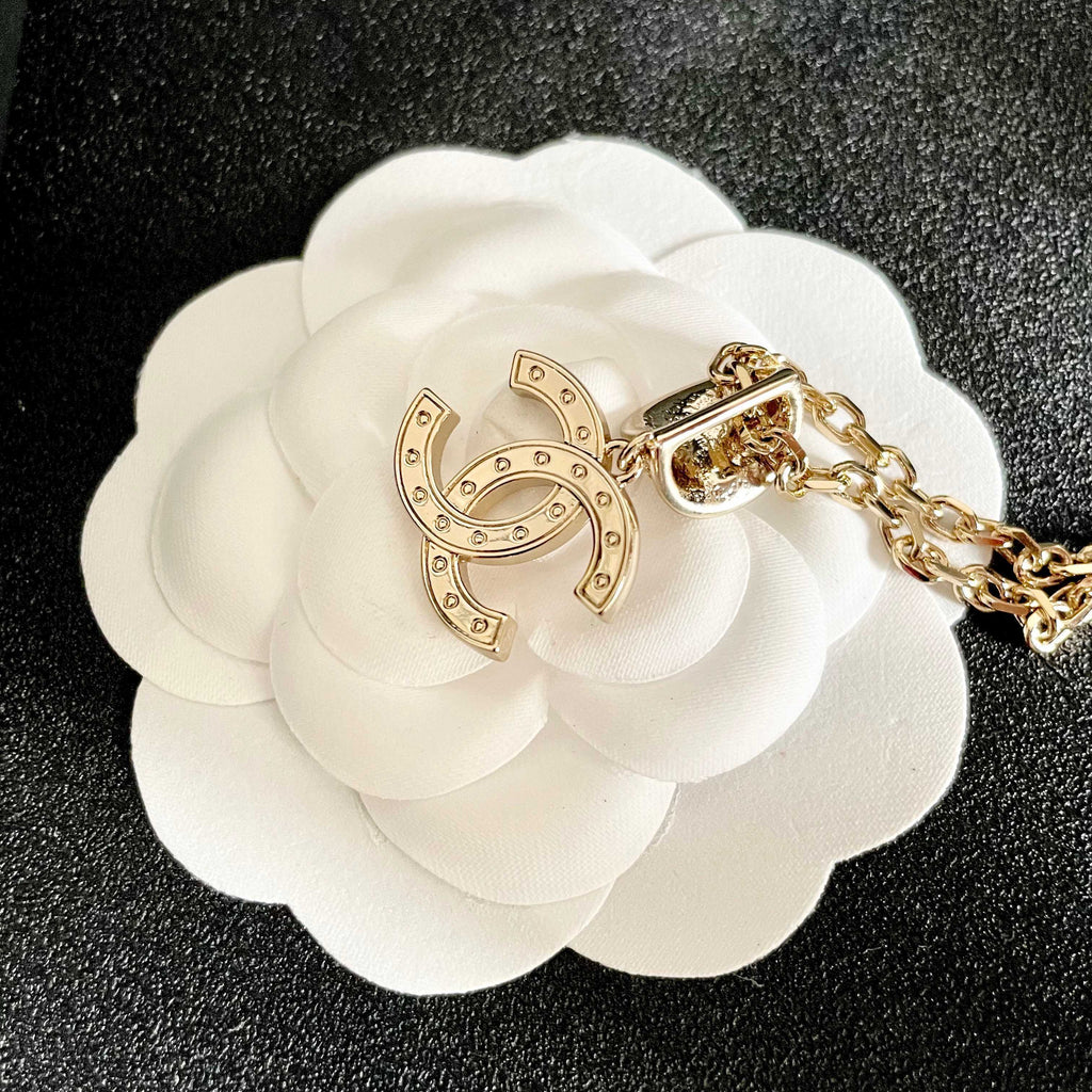 Double-C Emblem Crystal-Accent Pendant Necklace – Design 004 front product view