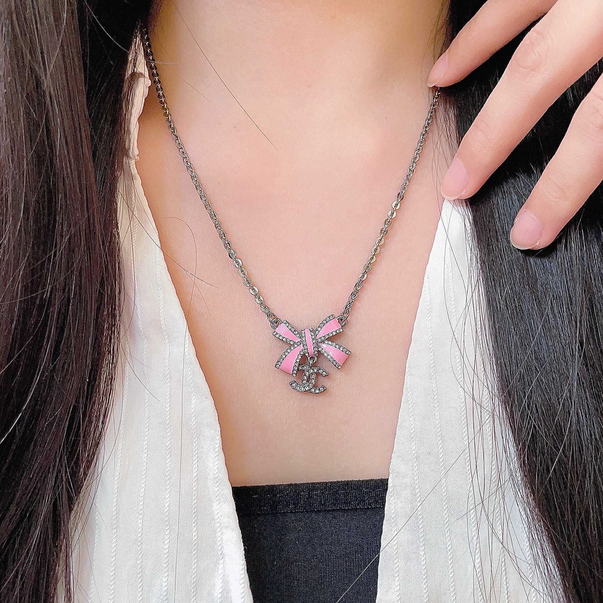Double-C Emblem Crystal-Accent Pendant Necklace – Design 001 main product view