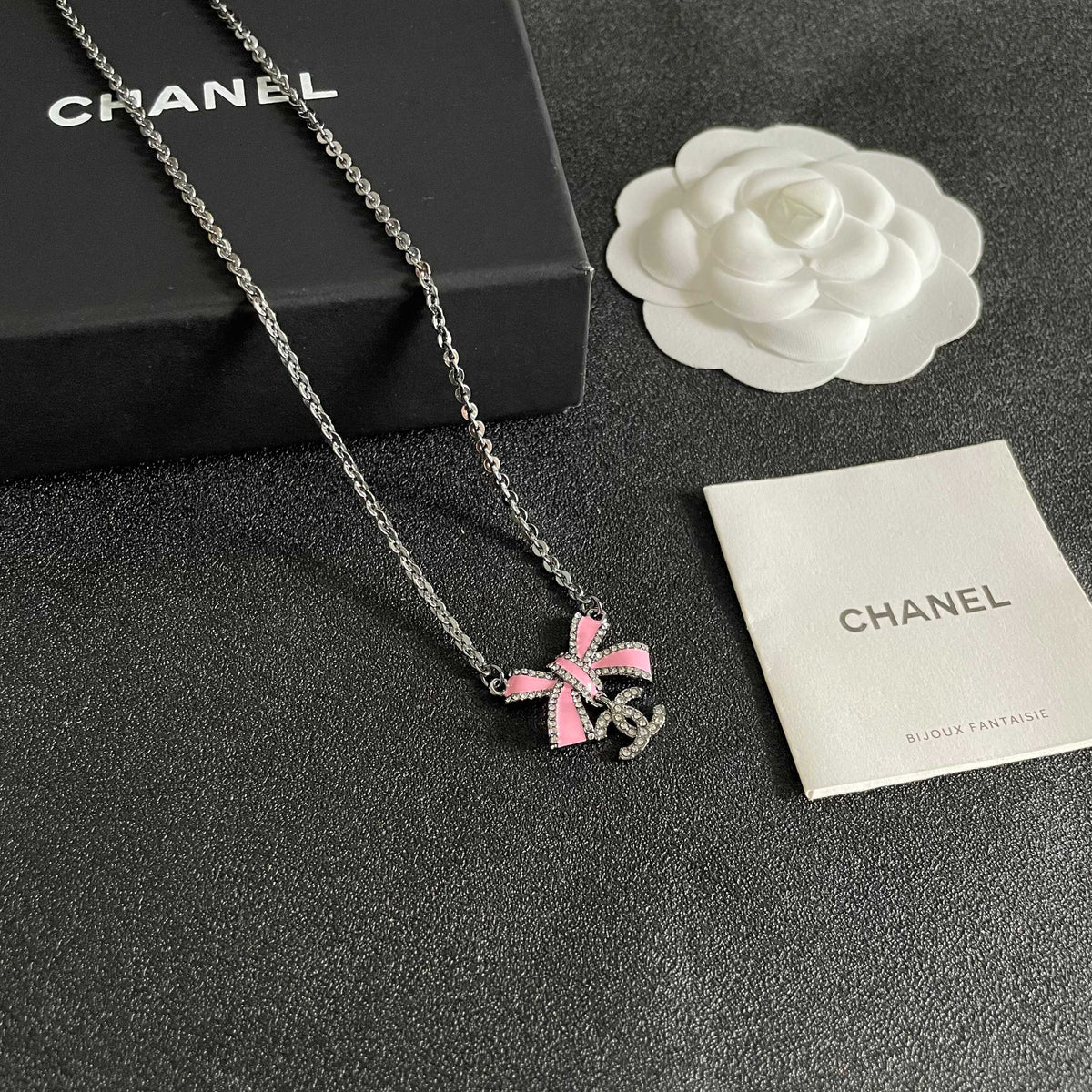 Double-C Emblem Crystal-Accent Pendant Necklace – Design 003 styled product view