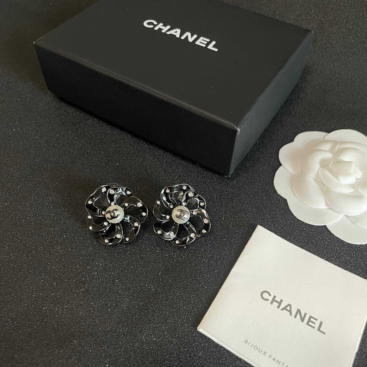 Camellia Stud Earrings in Polished Metal-Tone – Camellia Detail – Design 005 close-up detail