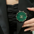 Double-C Emblem Brooch in Polished Metal-Tone – Design 001 main product view