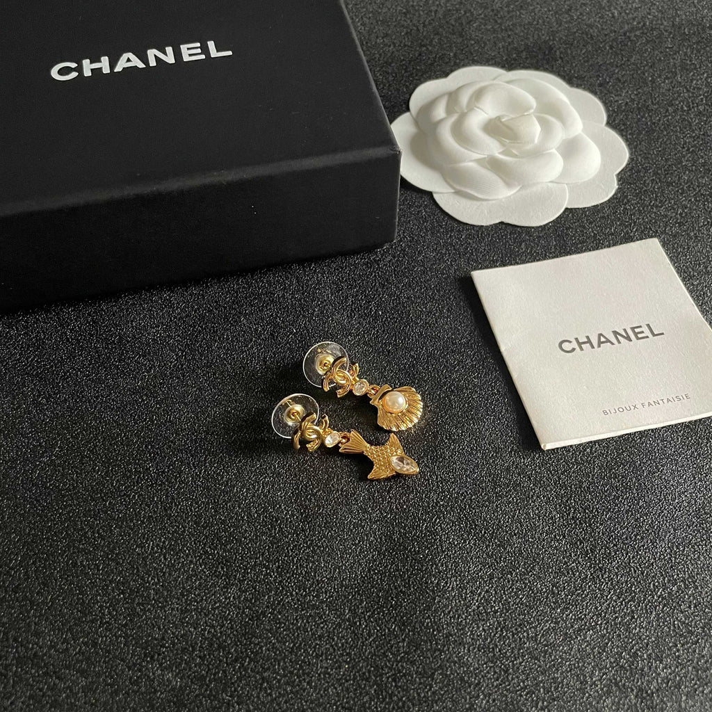 Double-C Emblem Statement Earrings in Polished Metal-Tone – Design 001 styled product view