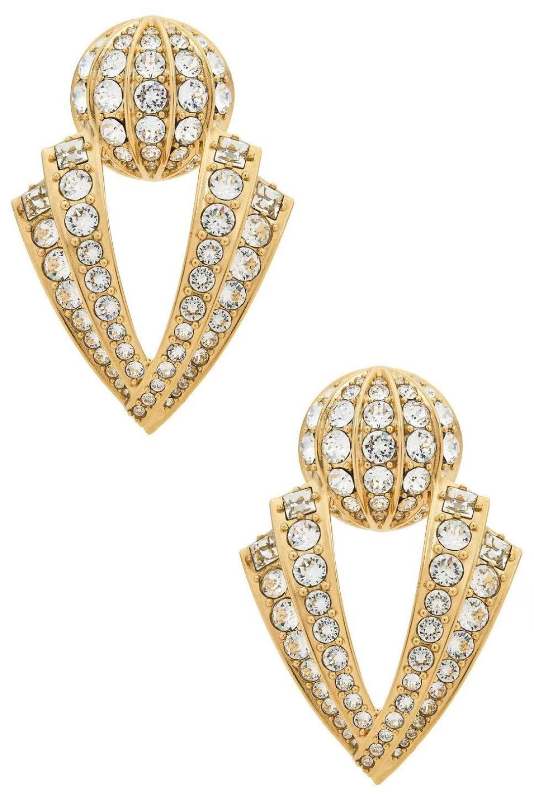 Signature Emblem Crystal-Accent Stud Earrings – Design 09 main product view