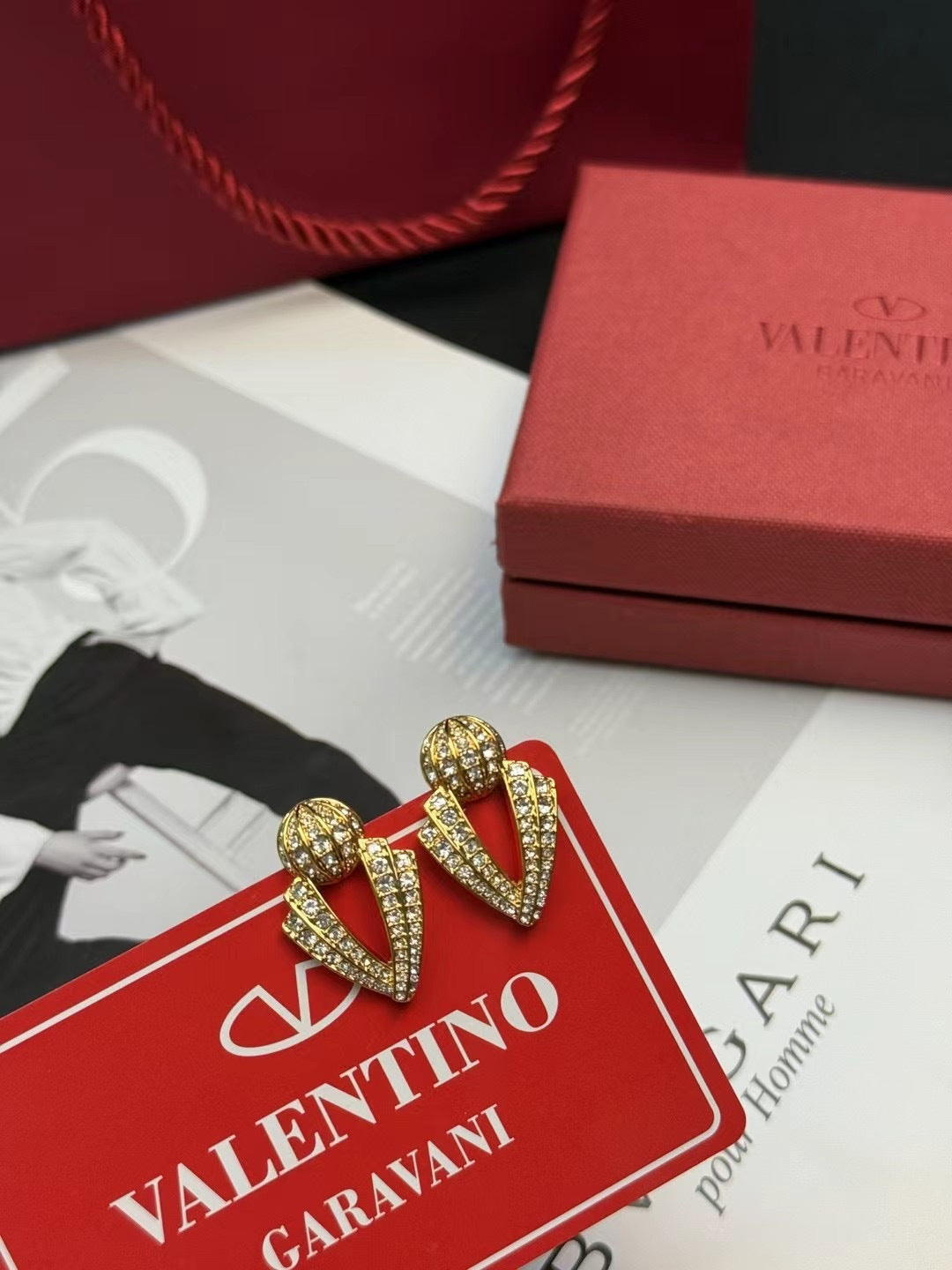 Signature Emblem Crystal-Accent Stud Earrings – Design 09 detail view