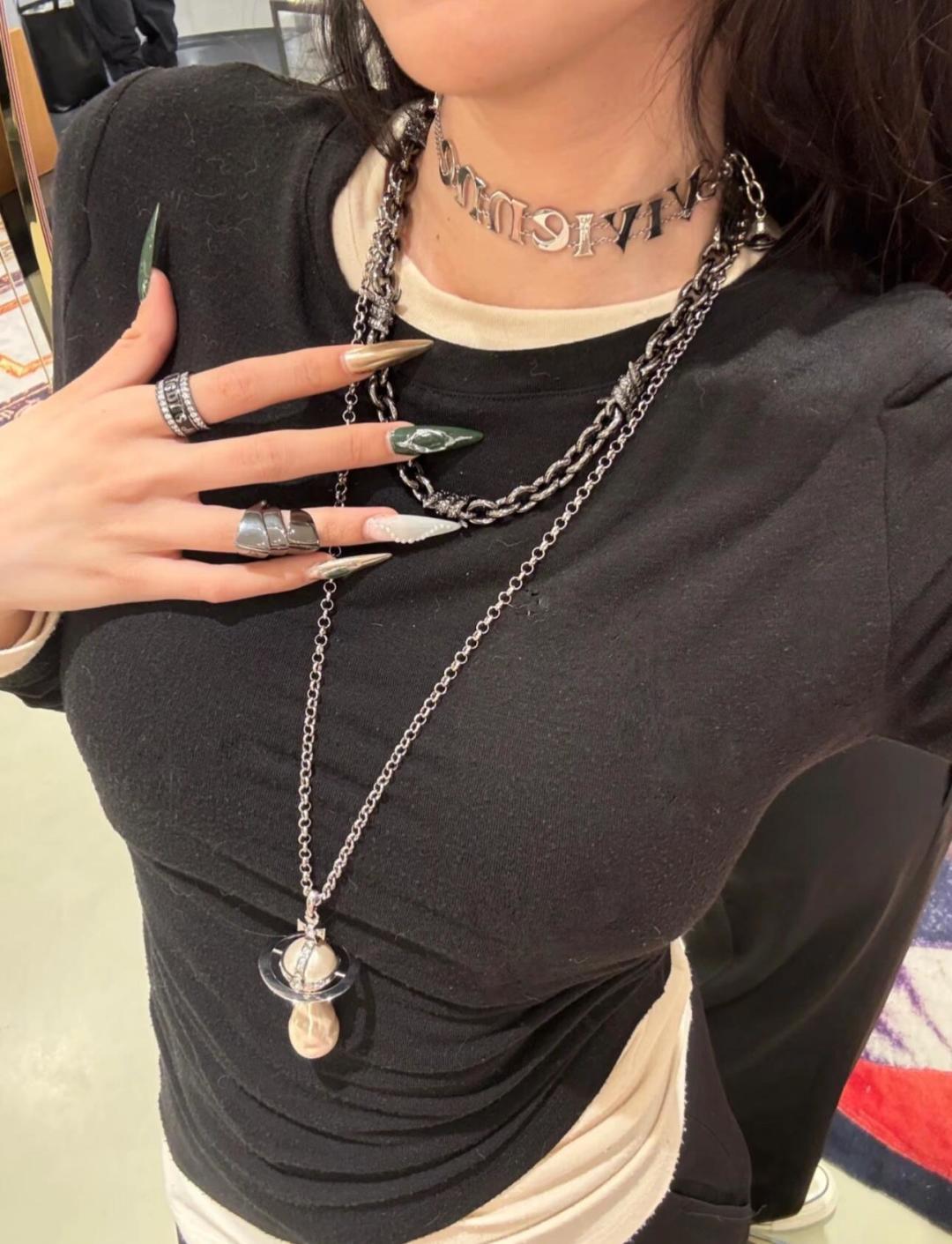 Large Orb-Inspired Emblem Long Pendant Necklace – Design 002 main product view