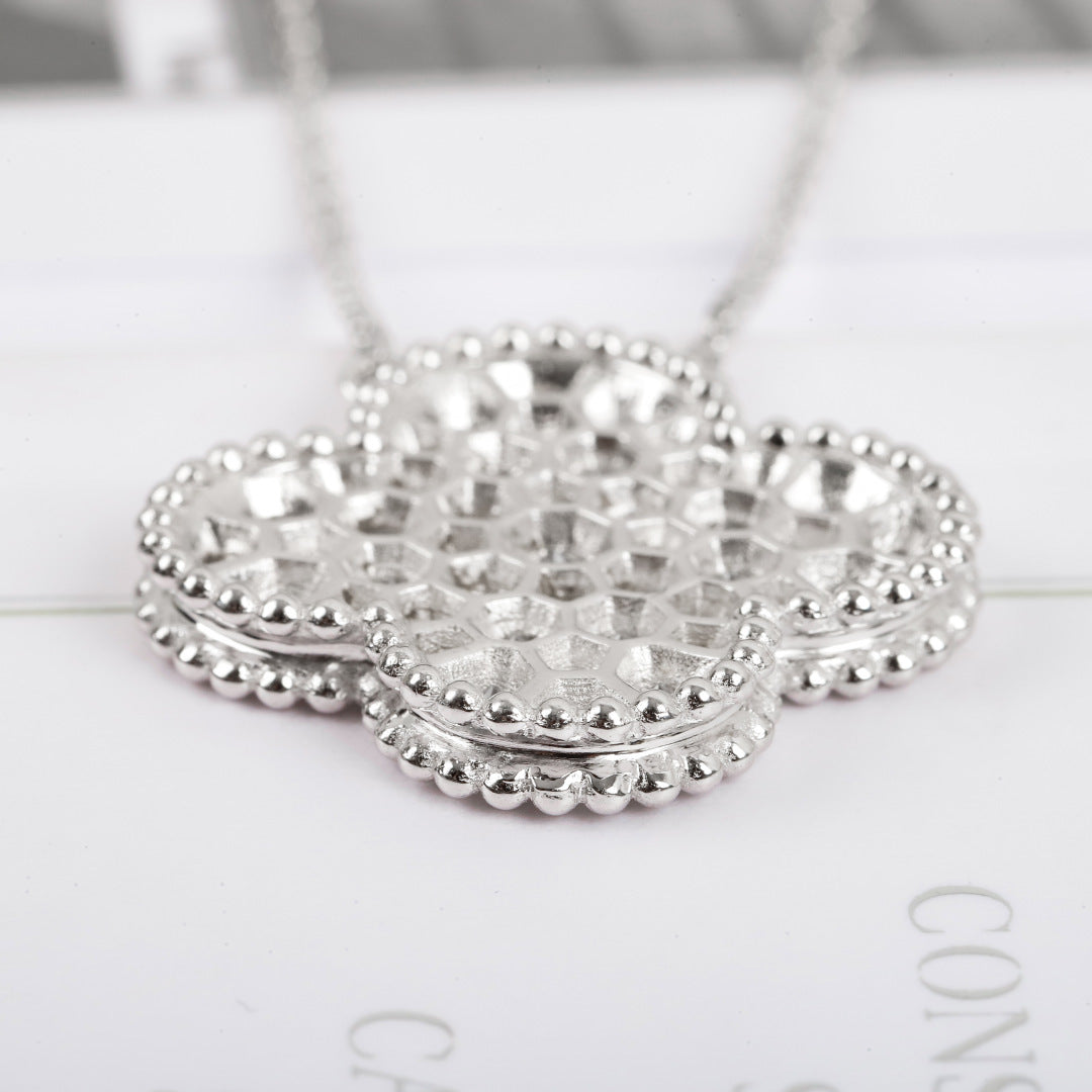 Shell Crystal-Accent Pendant Necklace close-up detail