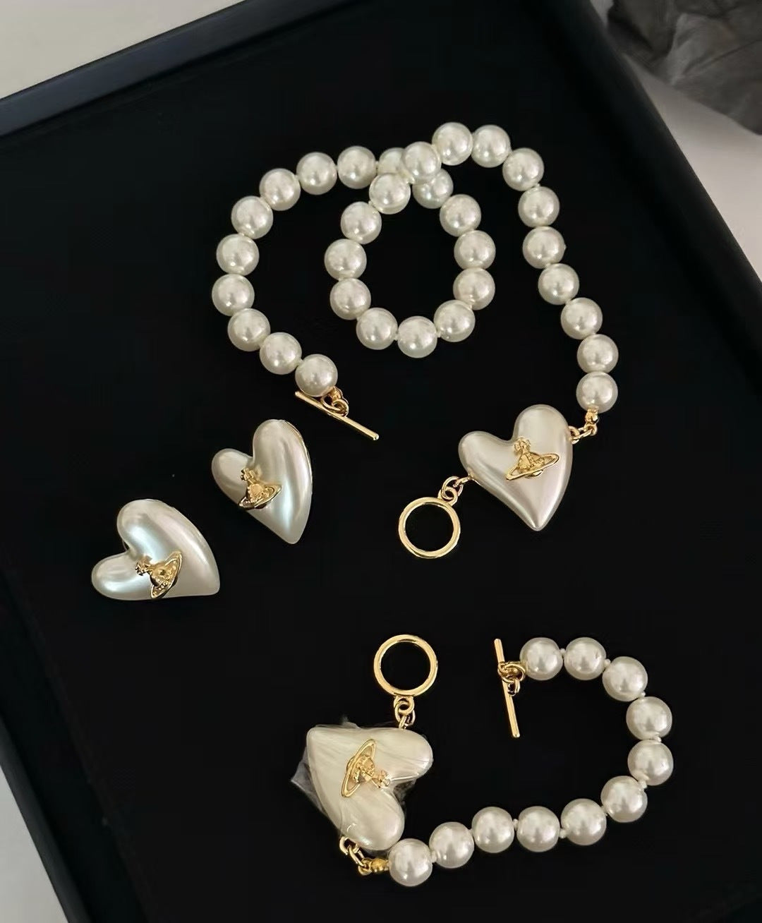 Orb Bracelet in Polished Metal-Tone – Pearl Detail – Design 004 detail view