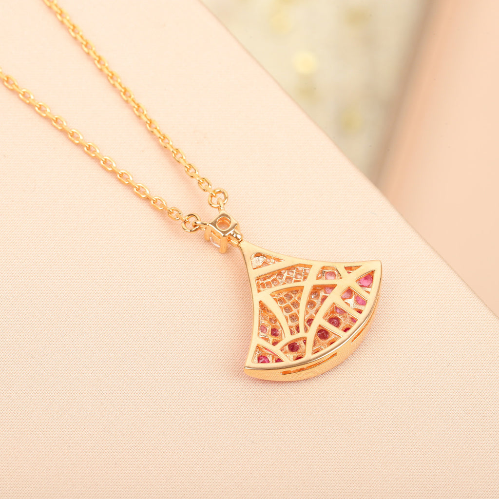 Fan Pendant Necklace in Rose-Gold-Tone styled product view
