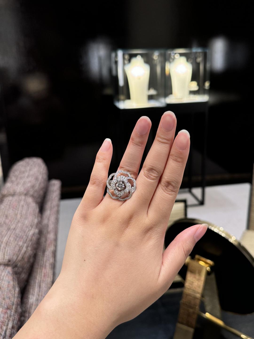 Camellia Statement Ring in Polished Metal-Tone main product view