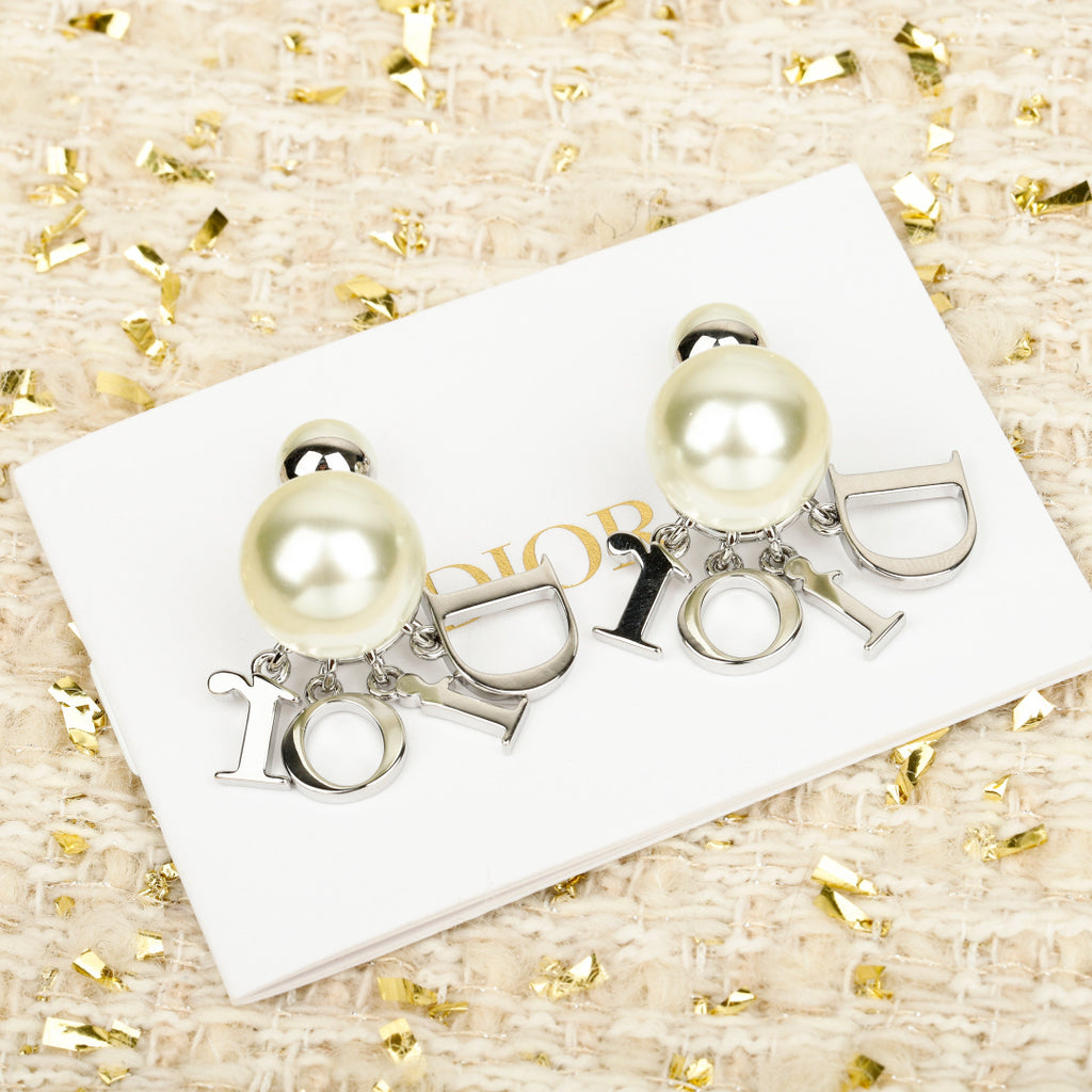 Letter Emblem Stud Earrings in Silver-Tone – Silver Detail – Design 008 side detail