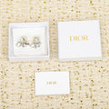 Letter Emblem Stud Earrings in Silver-Tone – Silver Detail – Design 008 main product view