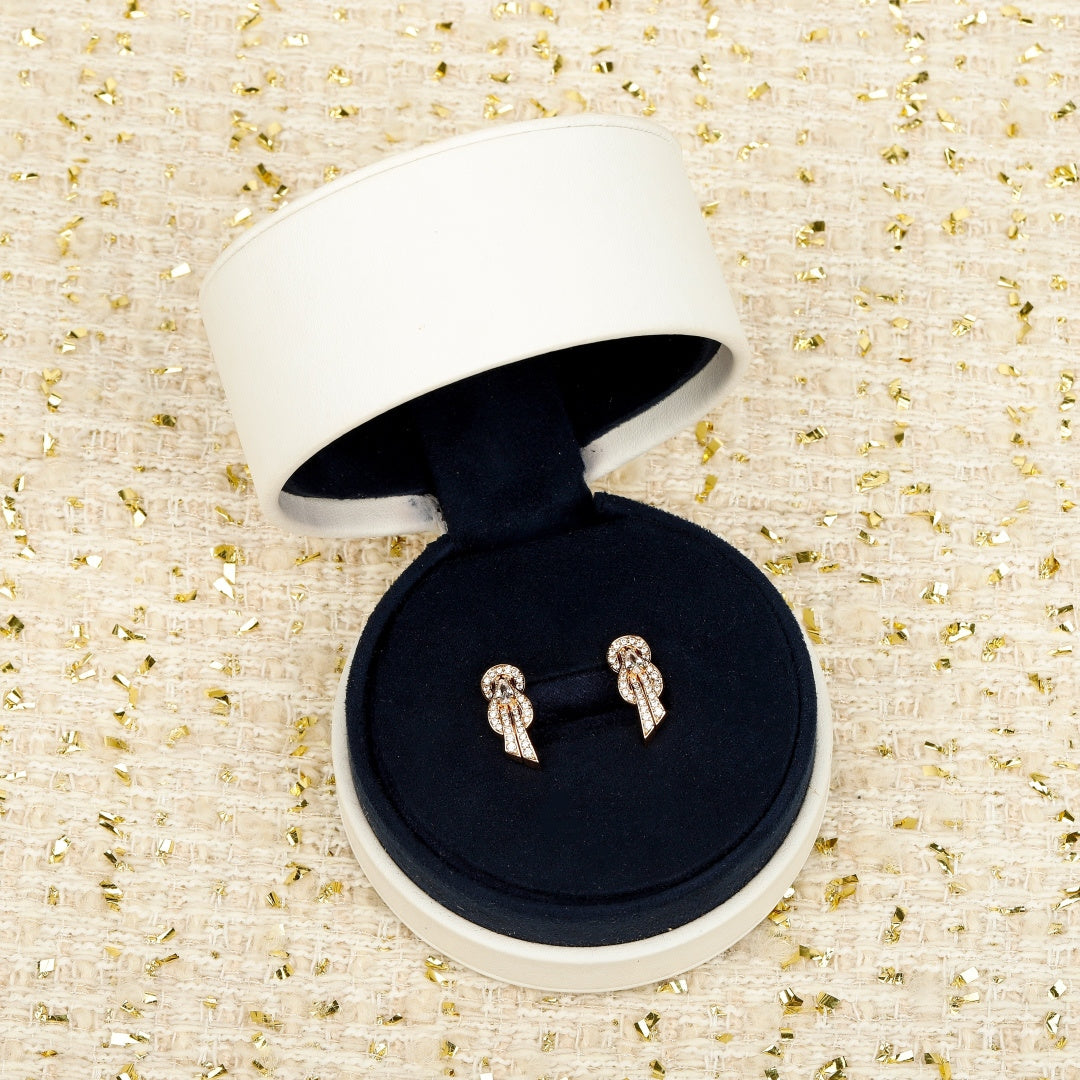 Signature Emblem Crystal-Accent Stud Earrings – Design 019 main product view