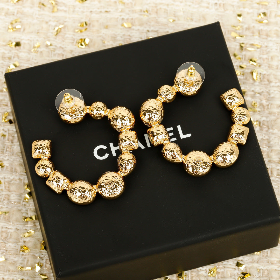Double-C Emblem Crystal-Accent Statement Earrings – Design 032 side detail
