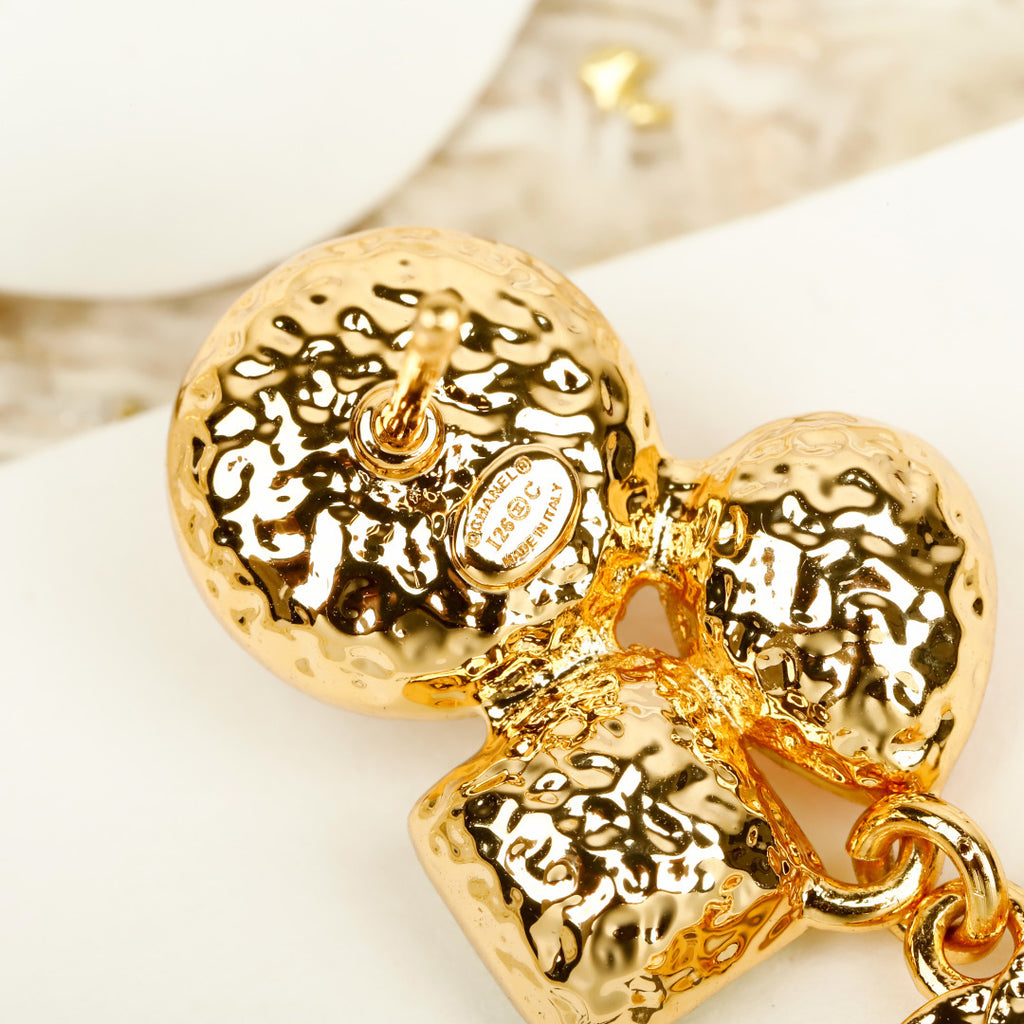 Double-C Emblem Crystal-Accent Statement Earrings – Design 031 close-up detail