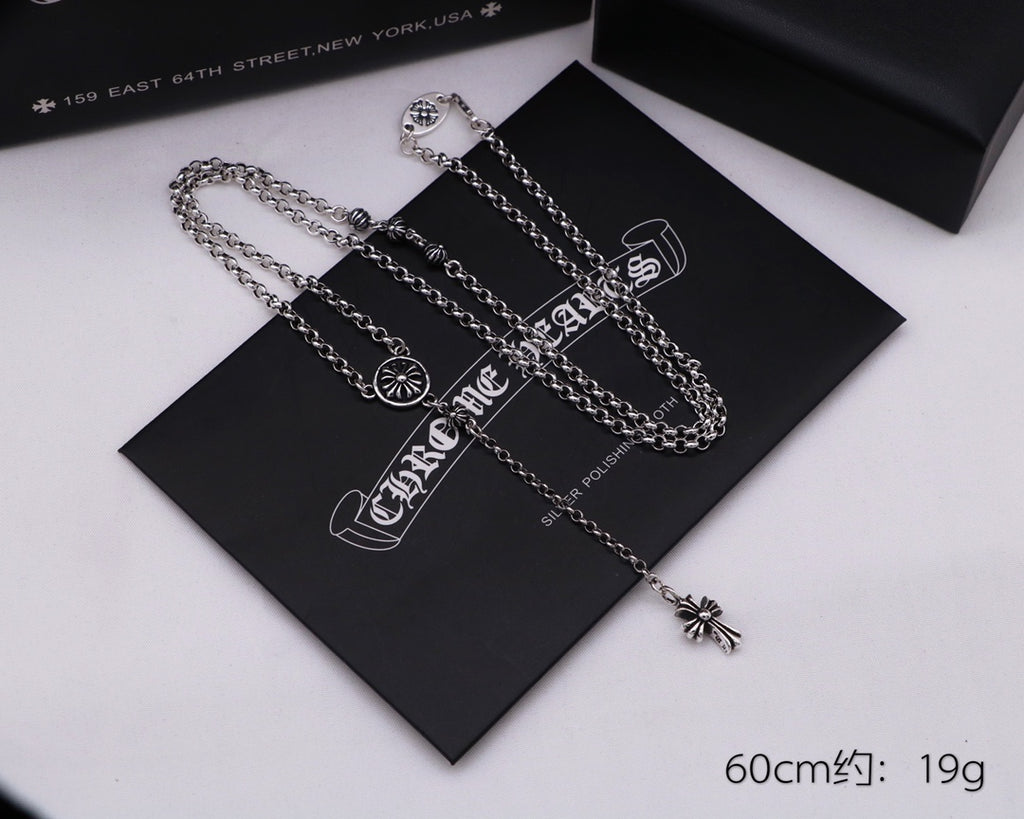 Signature Emblem Pendant Necklace in Polished Metal-Tone – Design 019 detail view