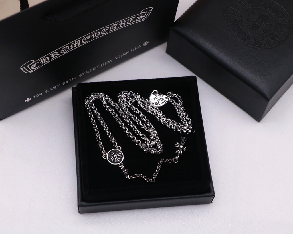 Signature Emblem Pendant Necklace in Polished Metal-Tone – Design 019 front product view