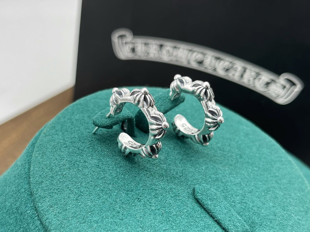 Signature Emblem Statement Earrings in Polished Metal-Tone – Design 035 main product view