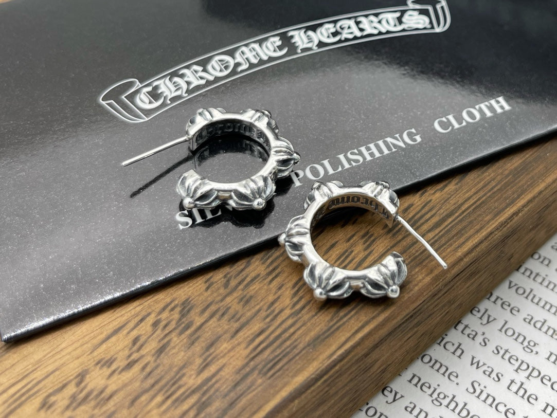 Signature Emblem Statement Earrings in Polished Metal-Tone – Design 035 front product view