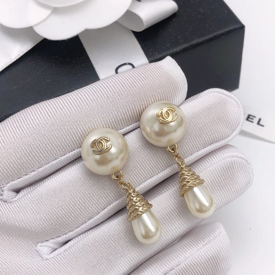 Letter Pearl-Detail Statement Earrings – Pearl Detail main product view