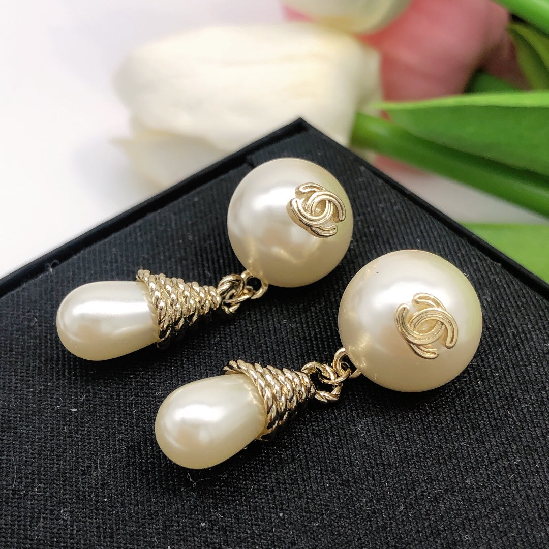 Letter Pearl-Detail Statement Earrings – Pearl Detail styled product view