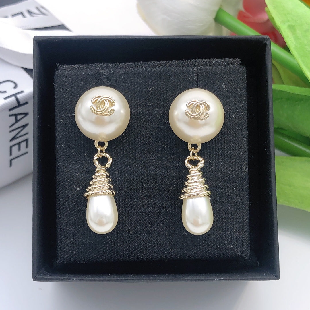 Letter Pearl-Detail Statement Earrings – Pearl Detail main product view