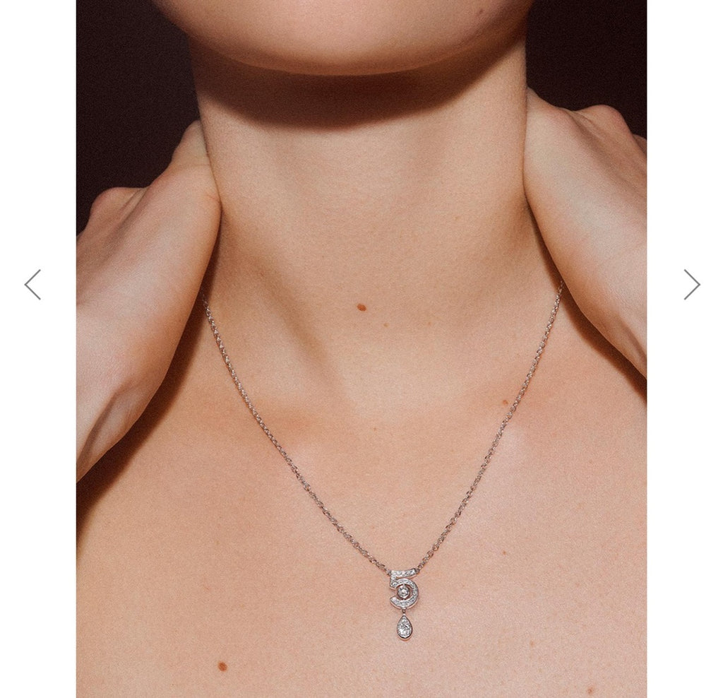 Signature Emblem Pendant Necklace in Polished Metal-Tone – Design 037 close-up detail