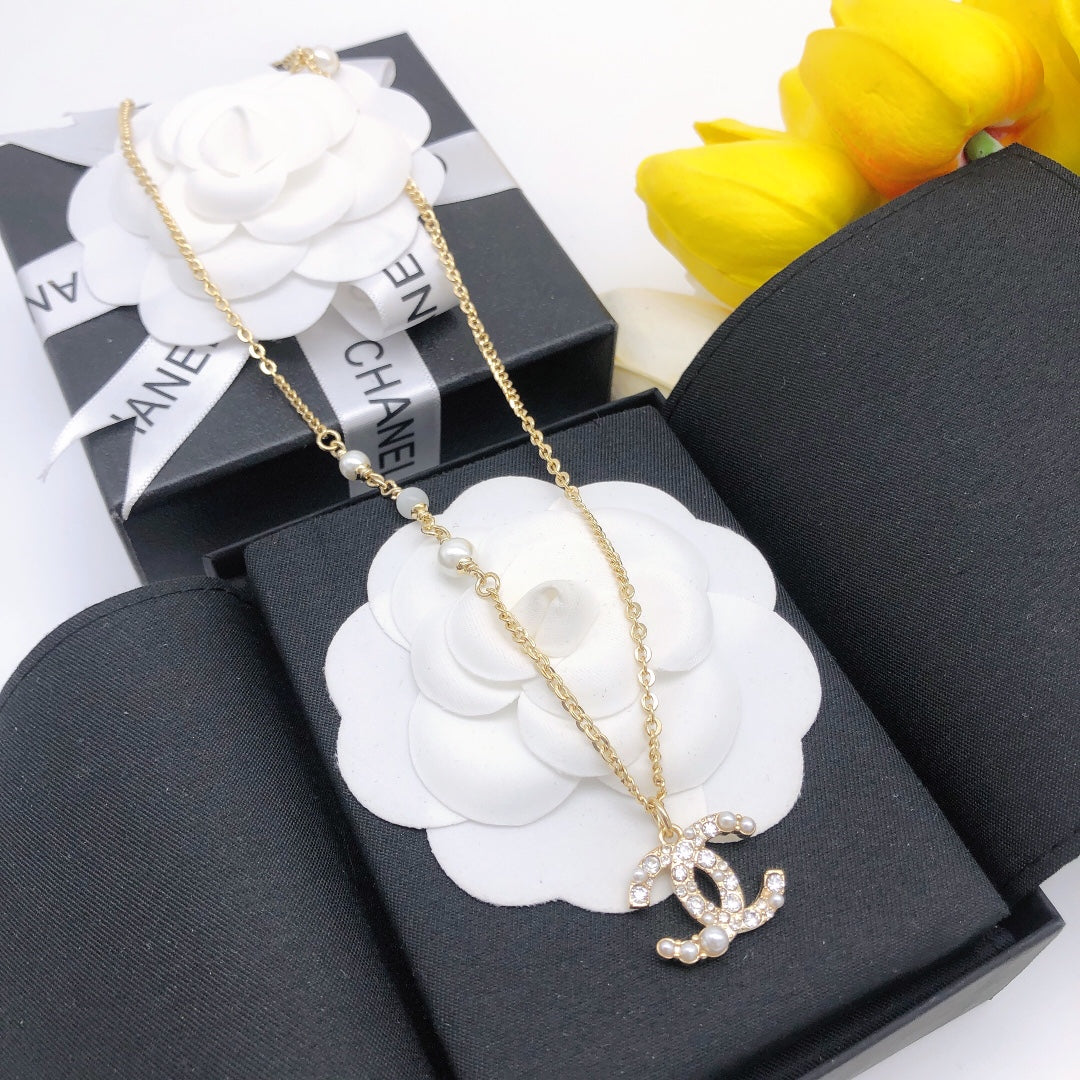 Signature Emblem Pendant Necklace in Polished Metal-Tone – Design 048 styled product view