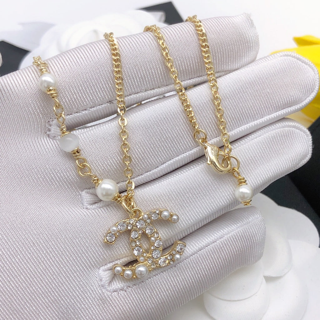 Signature Emblem Pendant Necklace in Polished Metal-Tone – Design 048 front product view