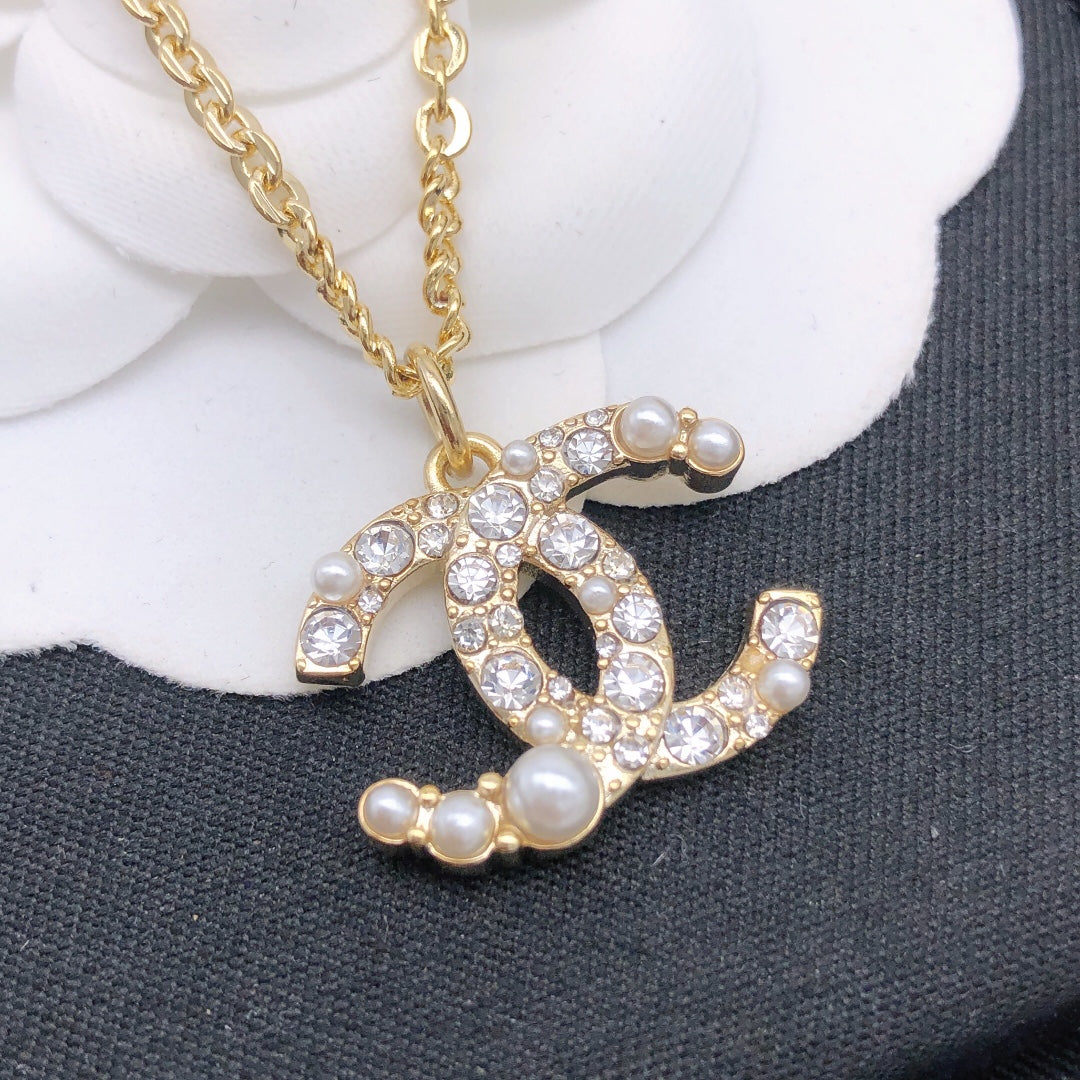 Signature Emblem Pendant Necklace in Polished Metal-Tone – Design 048 detail view
