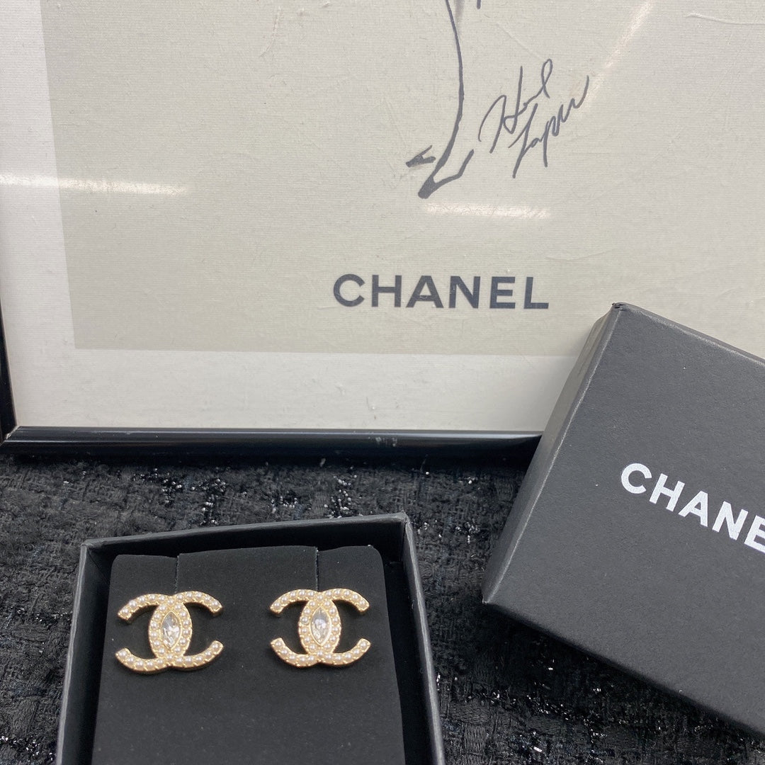 Signature Emblem Stud Earrings in Polished Metal-Tone – Design 092 main product view