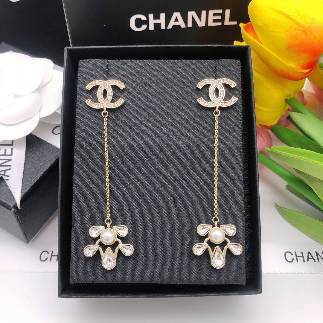 Double-C Emblem Crystal-Accent Stud Earrings – Design 029 main product view