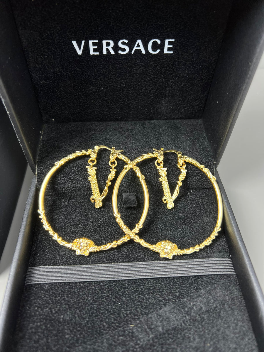Statement Emblem Stud Earrings in Gold-Tone – Design 03 main product view