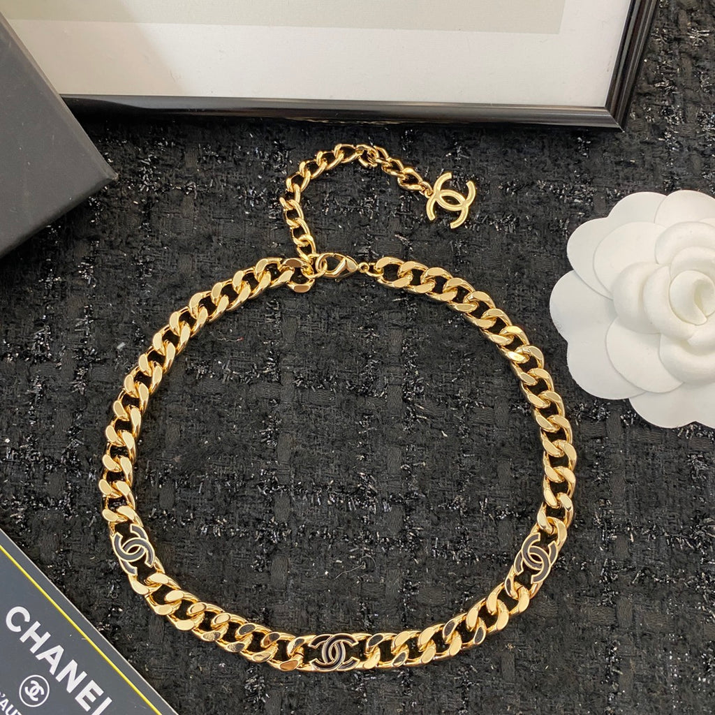 Signature Emblem Bracelet in Polished Metal-Tone – Black Detail – Design 002 main product view