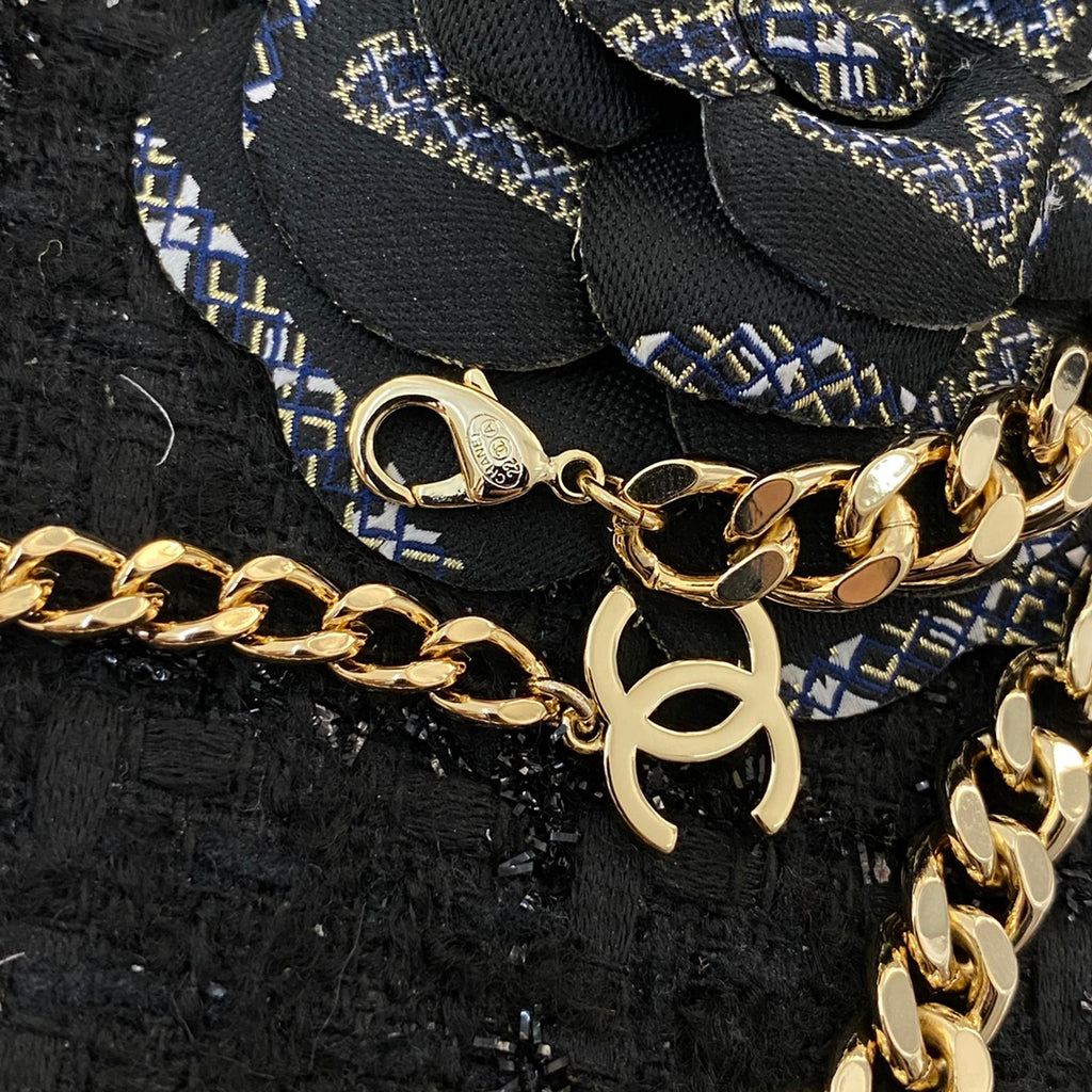 Signature Emblem Bracelet in Polished Metal-Tone – Black Detail – Design 002 styled product view