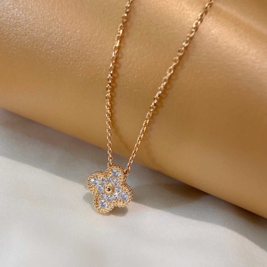 Clover Pendant Necklace in Rose-Gold-Tone – Crystal Detail front product view