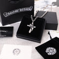 Floral Cross Pendant Necklace in Antique Silver-Tone main product view