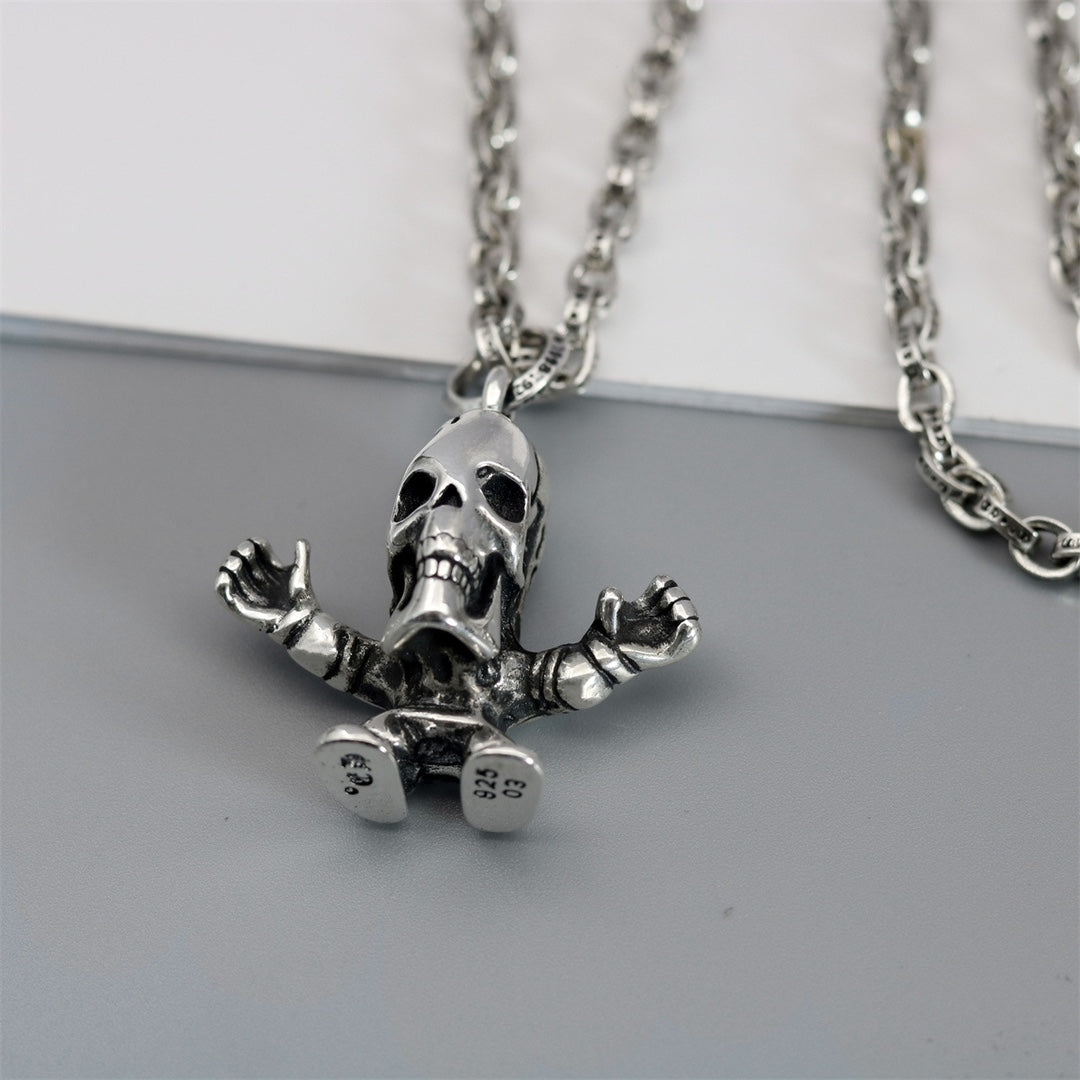 Signature Emblem Pendant Necklace in Polished Metal-Tone – Design 067 close-up detail