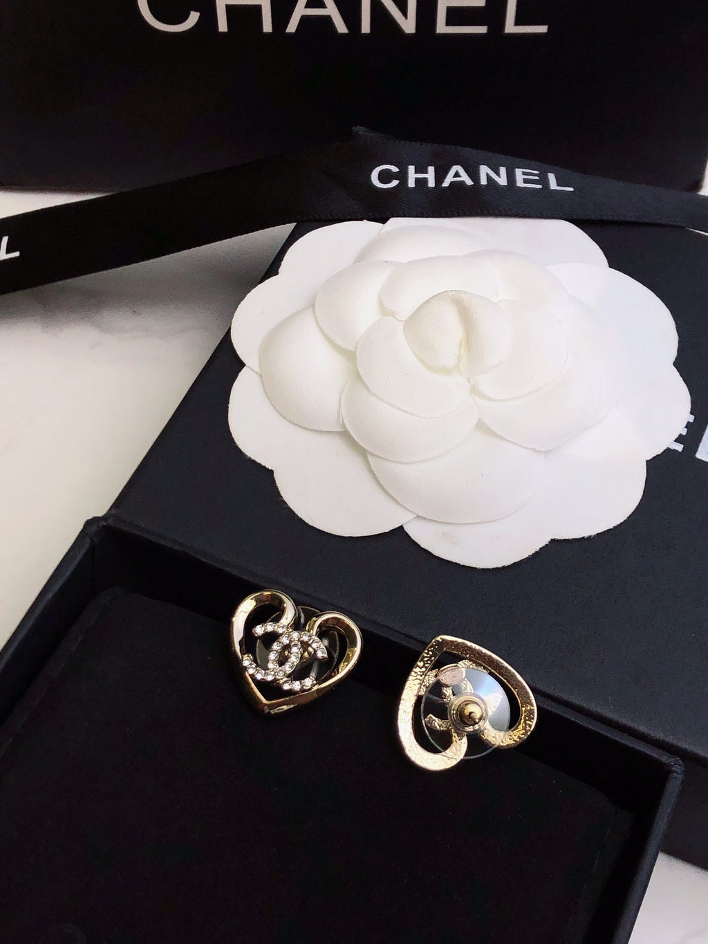 Heart Stud Earrings in Polished Metal-Tone – Heart Detail – Design 002 styled product view