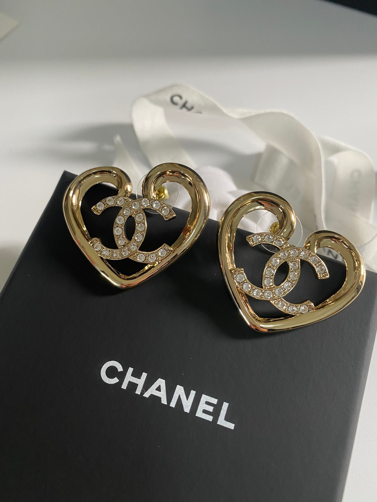 Heart Statement Earrings in Polished Metal-Tone side detail