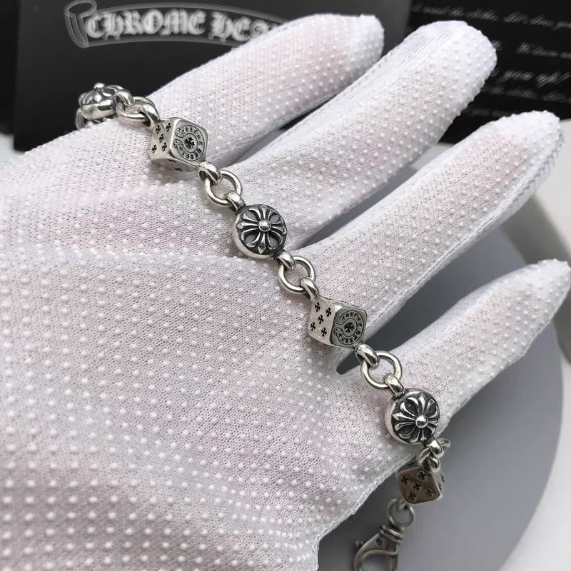 Signature Emblem Bracelet in Polished Metal-Tone – Design 033 detail view