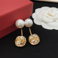 Signature Emblem Pearl-Detail Drop Earrings – White main product view