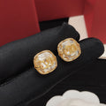 Signature Emblem Crystal-Accent Stud Earrings – White main product view