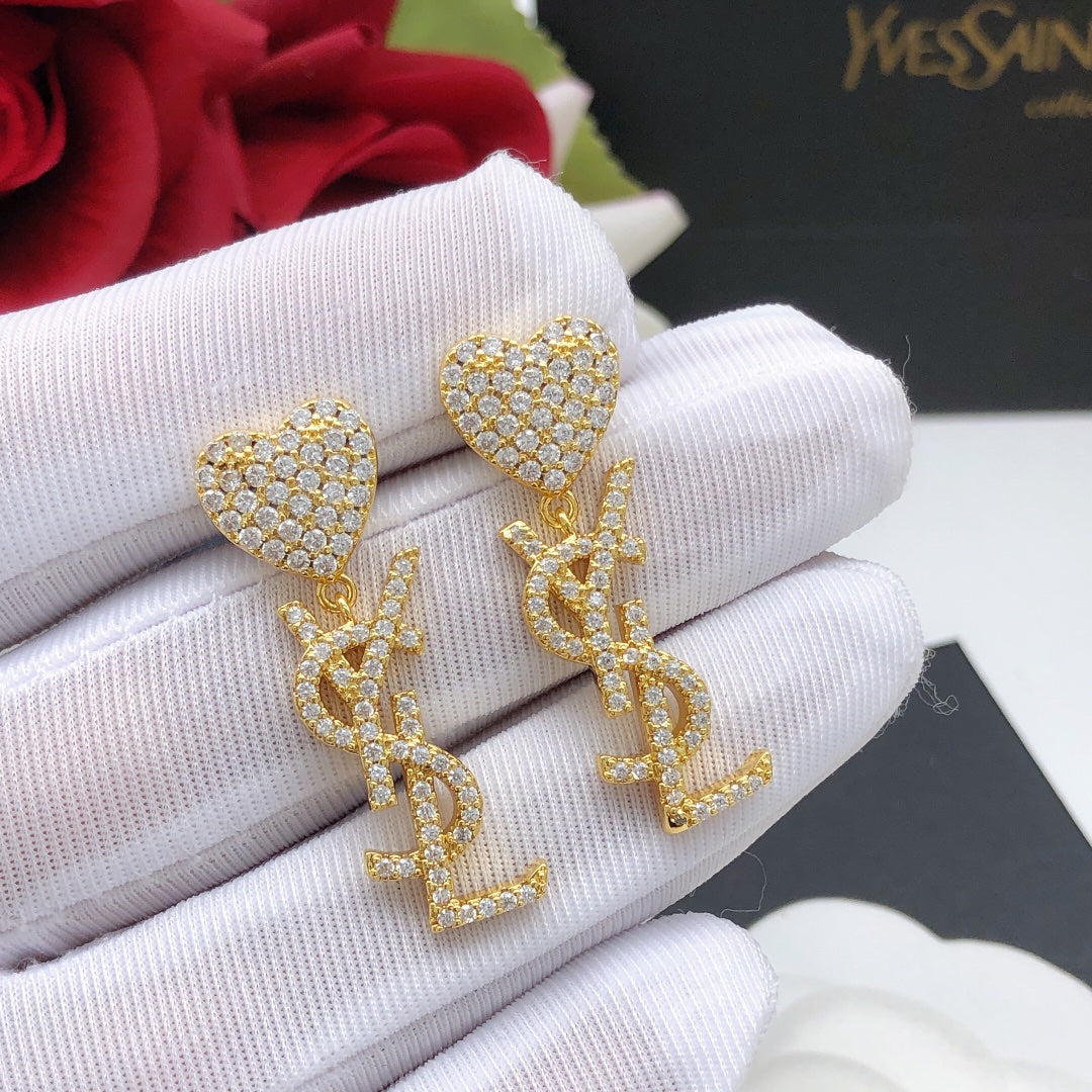 Heart Stud Earrings in Silver-Tone detail view