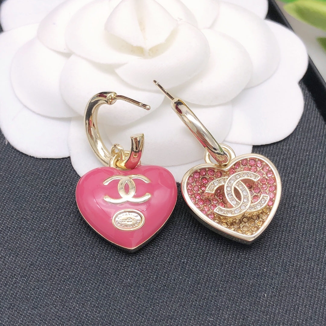 Heart Crystal-Accent Statement Earrings – Heart Detail – Design 003 main product view