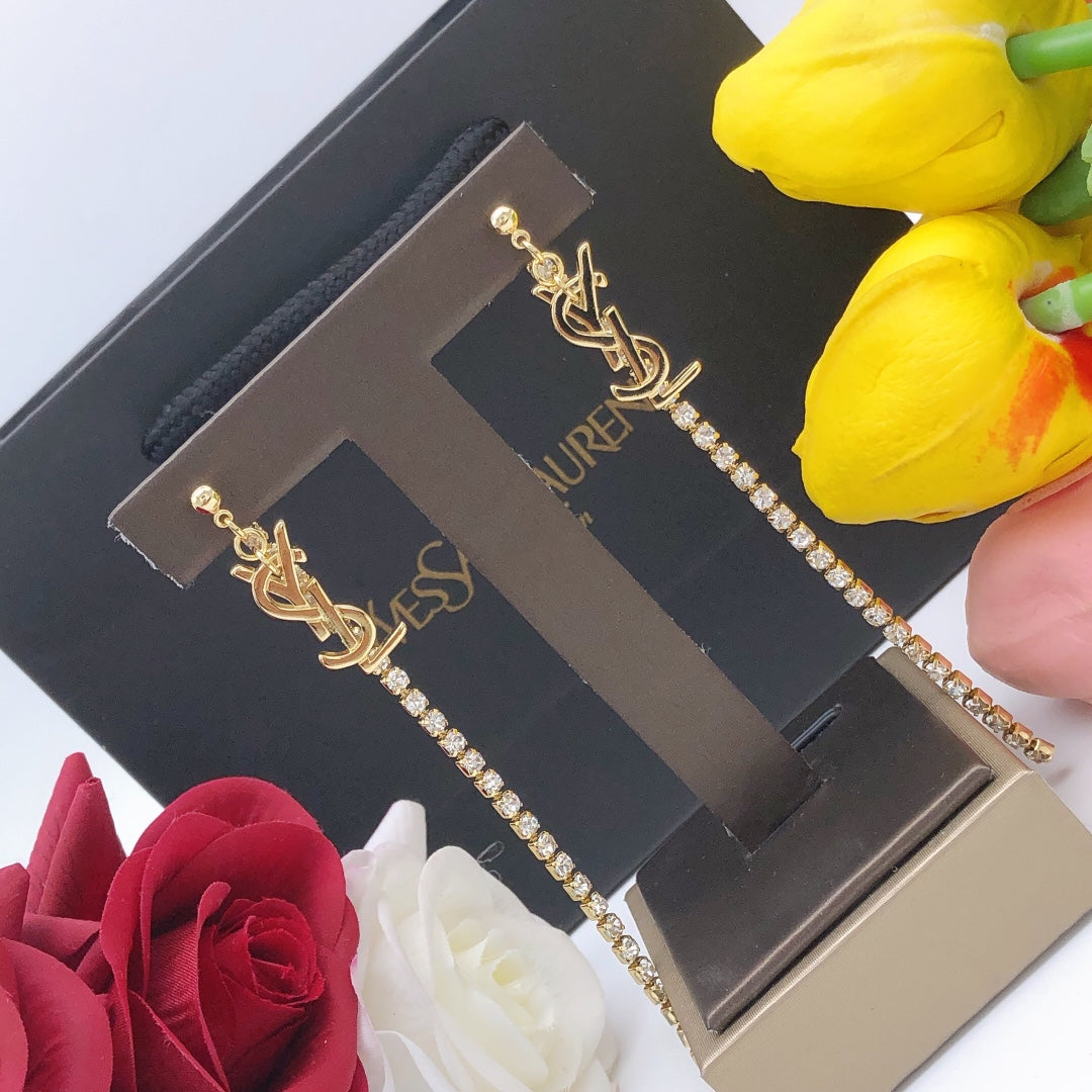 Geometric Emblem Stud Earrings in Gold-Tone – Design 012 main product view