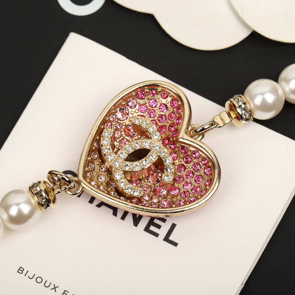 Heart Pearl-Detail Pendant Necklace – Pearl Detail – Design 009 styled product view