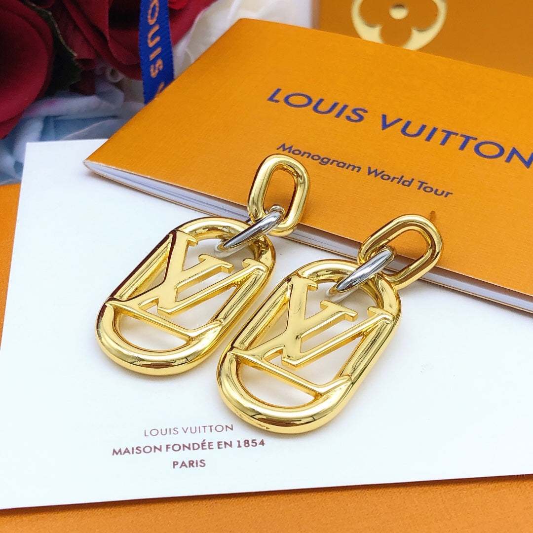 Geometric Emblem Statement Earrings in Gold-Tone – Design 001 styled product view