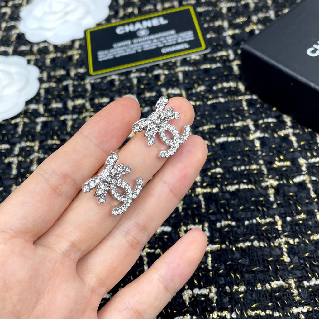 Double-C Emblem Crystal-Accent Stud Earrings – Design 039 main product view