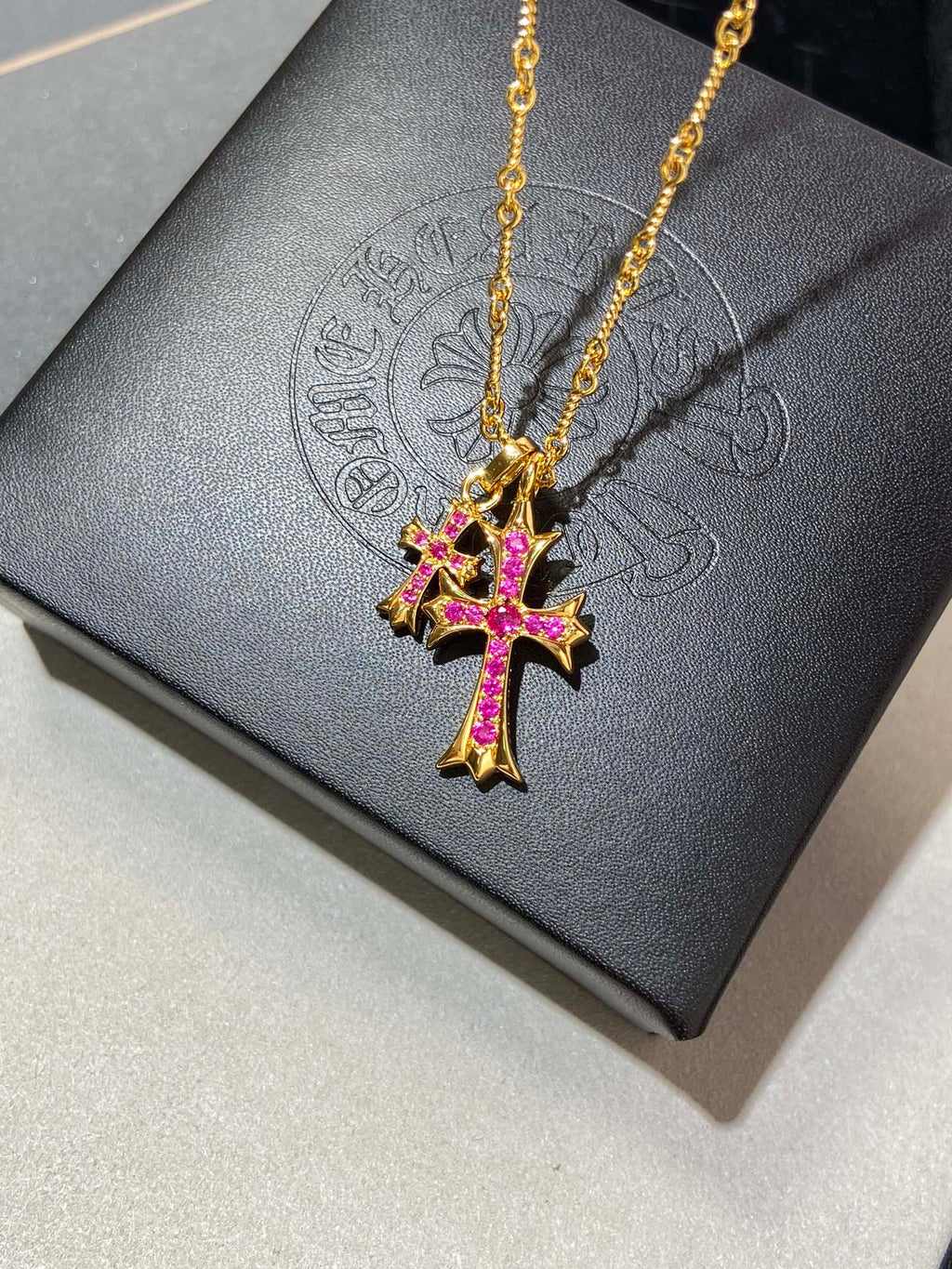 Double Cross Pendant Necklace in Metal-Tone – Design 03 styled product view