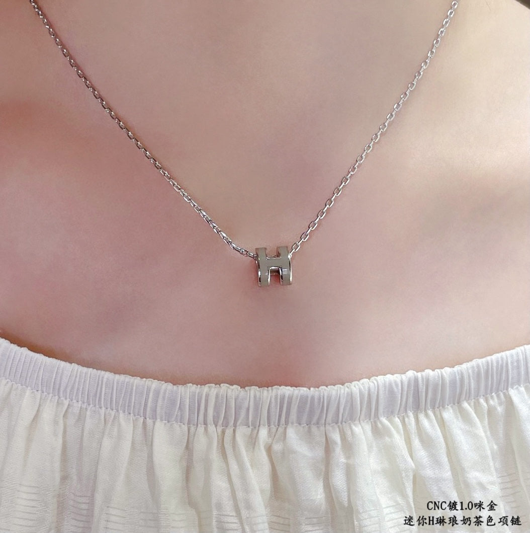 Horse Pendant Necklace in Polished Metal-Tone – Enamel Detail main product view